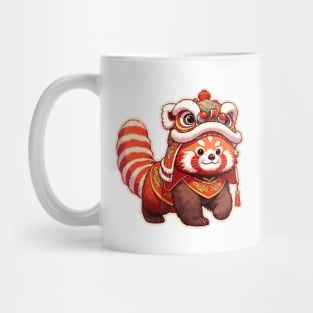 Red Panda Lion Dance for Chinese New Year 2024 Mug